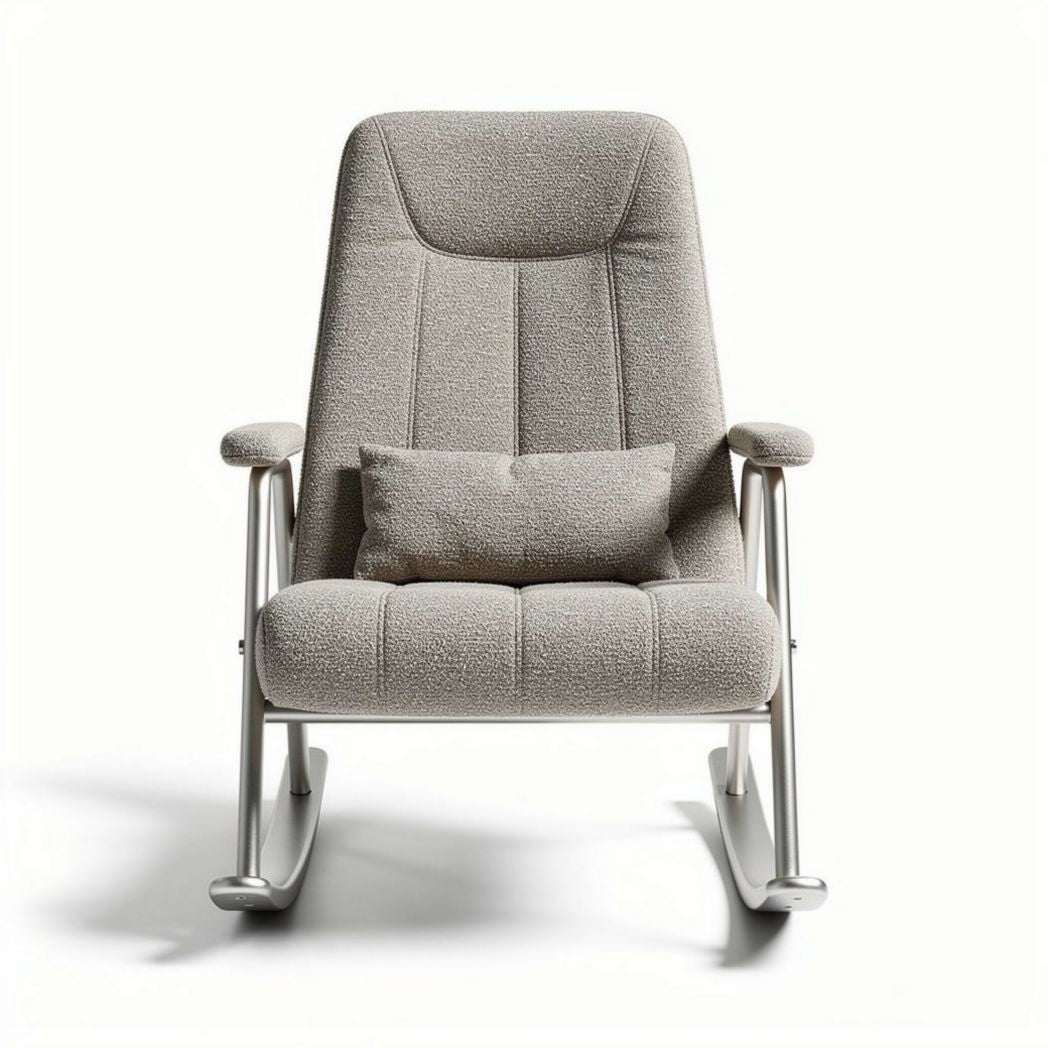 Schommelstoel met stoffen bekleding en kussen in grijs 70 x 80 x 90cm