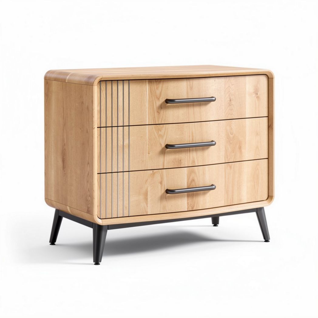 Houten ladekast met 3 lades in naturel kleur 70 x 40 x 70cm