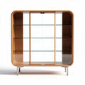 Houten vitrinekast met glazen planken en metalen poten 90 x 40 x 90cm