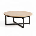 Ronde salontafel van hout met stalen onderstel 100 x 100 x 40cm