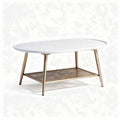 ovale salontafel met metalen onderstel en houten lattenplank 120 x 60 x 45cm