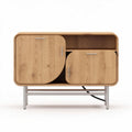 Eikenhouten kast met metalen poten en twee deuren 80 x 40 x 60cm