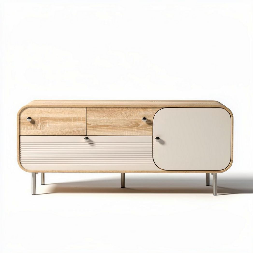 Houten tv-meubel met opbergruimte en metalen poten 100 x 40 x 50cm