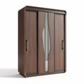 Kast met vier schuifdeuren van hout en glazen panelen 180 x 120 x 50cm