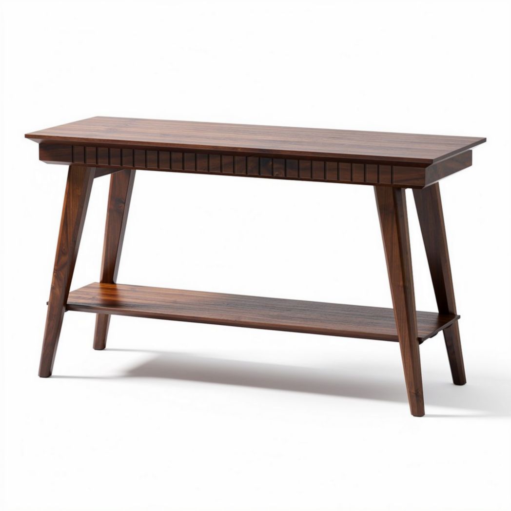 Houten bureau met lade en onderplank 120 x 40 x 75cm bruin