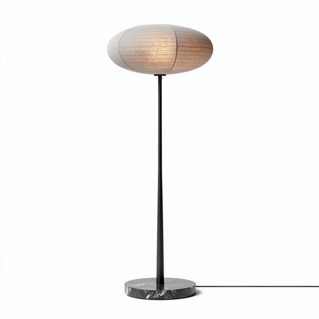 Vloerlamp met stoffen lampenkap en marmeren voet 20 x 20 x 150cm