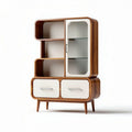 Kast van hout met glazen deur en twee opbergvakken 150 x 80 x 40cm