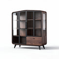 Houten vitrinekast met glazen deuren en schuifla 80 x 40 x 120cm