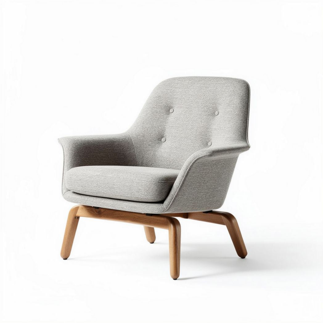 Grijze fauteuil met houten poten afmetingen 80 x 75 x 85cm