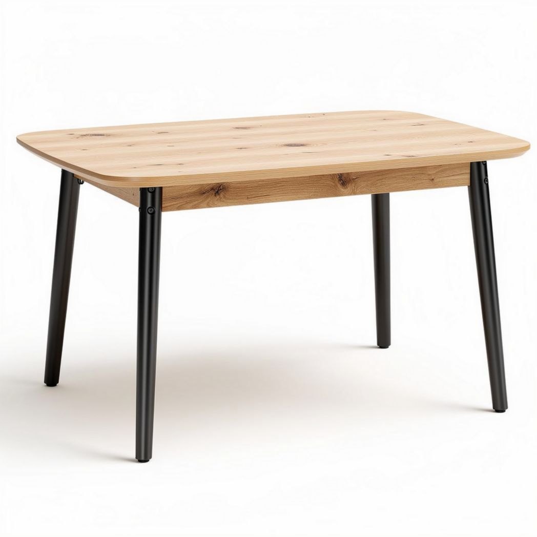 Houten tafel 120 x 80 x 75 cm met metalen poten voor eetkamer of kantoor
