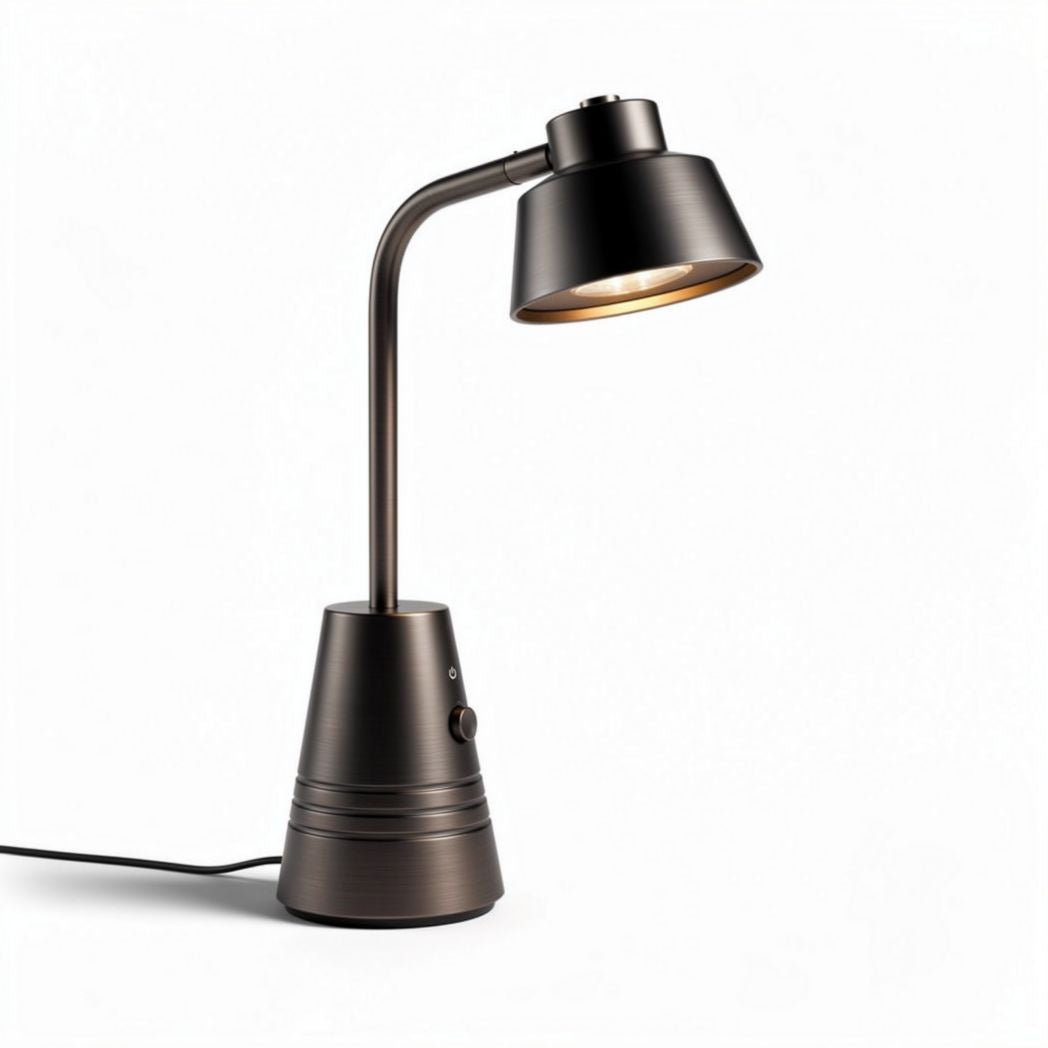 Tafel lamp van metaal in bronskleur met verstelbare arm 15 x 15 x 35cm